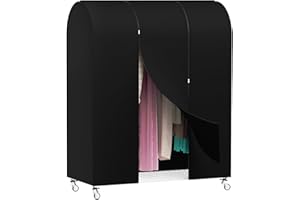 Syeeiex 4ft Clothes Rail Cover With Strong Zipped 127cm Dustproof Cover Protective Zip Over Cover for Garment Hanging Coat Racks, Black (Clothes Rail Not included)
