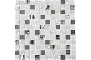CONWIRE Piastrelle a mosaico, traslucide, in acciaio inox bianco, in vetro, per parete, bagno, doccia, cucina, specchio, rivestimento, vasca da bagno, tappetino a mosaico