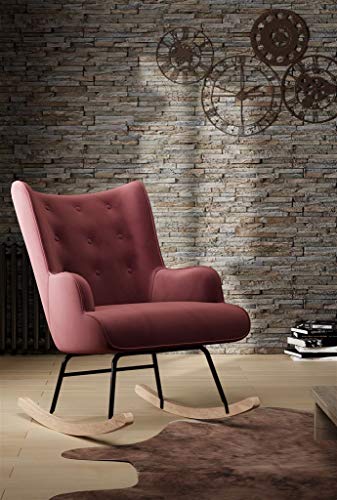 zons Fauteuil à bascule rocking-chair ROSE en Velours avec pieds en bois et métal Canapés, 1