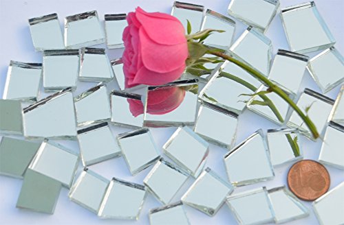 100g unregelmäßige Spiegel- Mosaiksteine silber Spiegelmosaik ca. 40St.