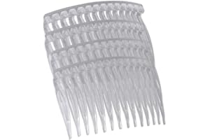 HD Novelty Set of 4 Tort Plain Hair Combs Slides 7cm (2.8") French Side Combs Plastic Twist Comb Strong Hold Hair Clips Accessories for Girls Women (15 Teeth) (White)