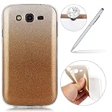 Hülle Galaxy Grand Neo Plus i9060,Galaxy Grand Neo Plus Hülle,Galaxy Grand Neo Plus Schutzhülle,Felfy Ultra Slim Ultradünn Case Soft Gel Weich Flexibel TPU Silikonhülle mit Bling Sternchen Gradient Farbe Design Protective Scratch Resistant Bumper Handytasche Case Back Cover für Samsung Galaxy Grand Neo Plus GT-i9060 [Golden] + 1x Silver Stylus+ 1x Bling Dust Plug [Zufällige Farbe]