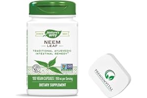 PremiumVital, Nature's Way, Neem Leaf (Niemblätter), 475mg, 100 vegane Kapseln, mit praktischer Pillendose, Laborgeprüft, Glutenfrei, Sojafrei, Vegetarisch