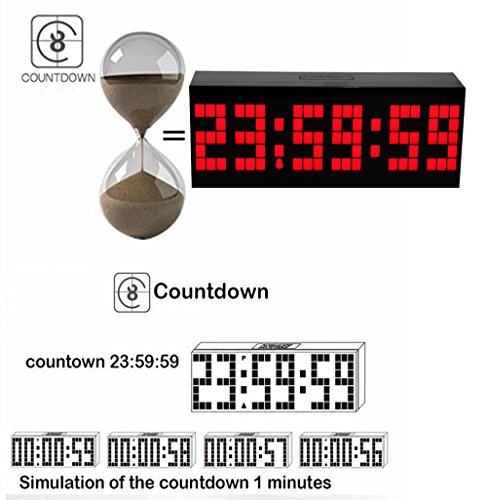 LambTown Wandmontage Desktop LED Digital Wecker mit Thermometer Kalender Nachtlicht für Schlafzimmer Wohnzimmer Rot - 6
