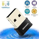 【Funktioniert mit jedem WLAN Router】 ➤ Wenn Sie den USB WiFi Adapter AC1200 verwenden, können Sie Ihren PC, Laptop oder Mac auf den neuesten AC WLAN Router aufrüsten, um die Geschwindigkeit zu erhöhen und die Reichweite zu erhöhen. Keine Sorge über die Netzwerkverkabelung.