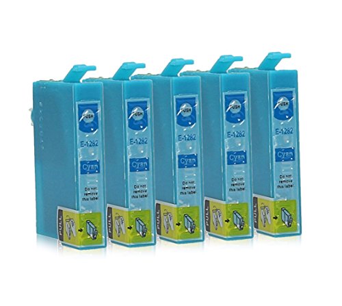 5 Druckerpatronen kompatibel zu Epson T1282 (Cyan) passend für Epson L-355 Stylus Office-BX-305-F Office-BX-305-FW Office-BX-305-FW-Plus S-22 SX-125 SX-130 SX-230 SX-235 SX-235-W SX-420 SX-420-W SX-425-W SX-430 SX-430-W SX-435-W SX-438-W SX-440 SX-440-W SX-445-W