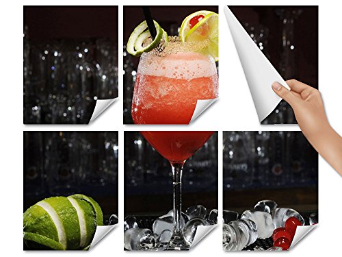 Fliesenaufkleber Fliesenbild Cocktail Kirschen und Limetten für Ihre Küche (Fliesenmaß:15x15cm(BxH)//Bildformat:90x60cm(BxH)) - 2