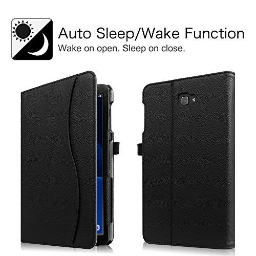 Fintie Samsung Galaxy Tab A 10.1 Hülle – [Eckenschutz] Multi-Winkel Betrachtung Folio Stand Schutzhülle Cover Case Tasche mit Dokumentschlitze, Standfunktion, Auto Wake / Sleep für Samsung Galaxy Tab A 10,1 Zoll T580N / T585N Tablet (2016 Version), Schwarz - 2