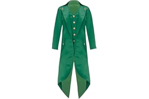 TiaoBug Blazer Bambini Ragazzi Ragazze Elegante Giacca da Frac Medievale Costumi Steampunk Rinascimentali Giacca Smoking Tuxedo Vampiro Vittoriano Cappotti Bavero Classico Verde scuro 5-6 anni