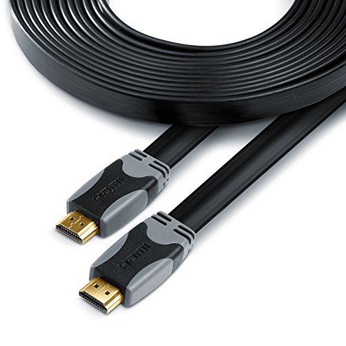 12,5m – Full HD ultraflaches HDMI Kabel 1.4a with Ethernet | neues Modell 2015 / Kabel 3 fach geschirmt / inkl. Stecker- und Kontaktschirmung | Full HD 1080p | 3D / ARC / CEC | 12,5 Meter - 2