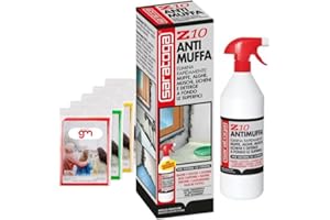 MAGAZZINI GM SARATOGA, Spray Antimuffa Saratoga Z10, Elimina Muffe Alghe Muschi Licheni, per uso Interno ed Esterno, Spruzzatore Ergonomico con impermeabile GM 1Lt (1)