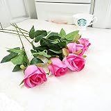 Rosa de seda BO-Garden 5 Pieces Seda Rosa 52 cm Flores Artificiales Tan Natural, 11