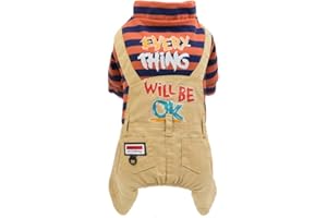 Izefia Haustier Kleidung Hunde Kapuzenpullover verdickte Baumwoll-Jeans, Hundeoverall aus Fleece, Warmer Pullover mit 4 Beinen für kleine und mittelgroße Hunde und Katzen (Orange, XXL)