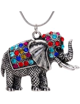 YAZILIND Schmuck versilbert bunt Kristall Elefanten Pandent Halskette
