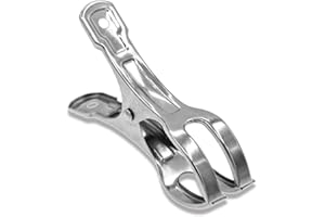 Coideal Grosse Pince à Linge INOX - 10Pcs Épingle à Linge Extérieur Solides Grande 11cm en Métal pour Chaise de Plage Pince a Linge Géante Housse Piscine pour Bateau, Vêtement, Couette