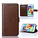 Produktbild GomoBuy® Samsung Galaxy S5 Mini Hüllen Solide Schwarz Drucken(Schmetterling Weinstock)PU Ledercase Tasche Hüllen Schutzhülle Muster Design Etui Brieftasche Ledertasche mit Handschlaufe Neu Zubehör im Bookstyle Cover (Braun)