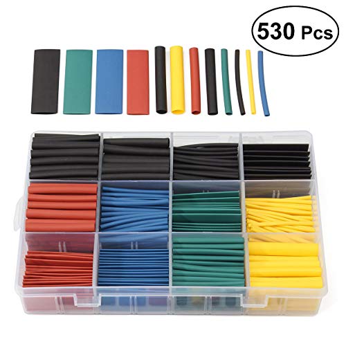 520 piezas tubo termorretráctil surtido 2:1 tubería de encogimiento de calor tubo envoltura manguito de cable alambre funda retráctil de poliolefina libre de halógeno 5 colores 8 tamaños