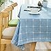 Produktbild Maoge Home tischdecke,Vintage tischdecke,Stoff Baumwolle leinen.lÄndlichen Moderne Landschaft Lattice Edge teetisch sauber längliche tischdecke.mehrere Farben.Blue-Blau 130x200cm(51x79inch)