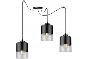 LIGHT HOME LH Light-Home Spider Roma Lampadario a Sospensione - Lampadario Ragno per Soggiorno Camera da Letto e Cucina - Lampade a Sospensione in Metallo e Vetro con Paralume Moderno - 3 Luce - E27