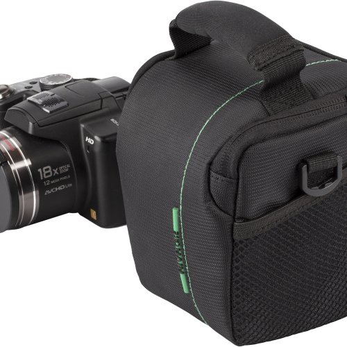 RIVACASE Tasche f  r Kompakt- und Systemkameras - elegante Kameratasche mit Zubeh  rf  chern und G  rtelschlaufe - Schwarz