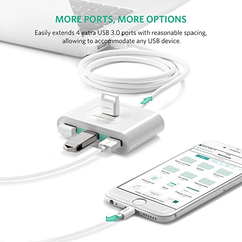 UGREEN CR113  3 0       4  Port USB Hub mit USB Kabel 80  cm  h  lt hohen Geschwindigkeiten Stromkabel f  r Festplatte  Cardreader  Mobiltelefone  kom