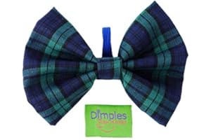 Dimples Hundefliege Schottenkaro blau - Hundehalsband Fliege für kleine, mittlere und große Hunde - Hunde Halsschleife -Hundebesitzer Geschenk – Foto Requisite für Parties und Hochzeiten mit Hund