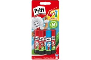 TMPPRO Pritt 4+1 Multipack Klebestifte, in der Farbe grün oder hellblau, Winteredition, kinderfreundlicher Kleber für Kunst und Bastellarbeiten, für Büro und Schulebedarf, 1x (4+1) hellblau
