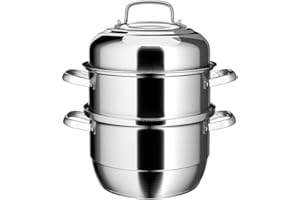 VENTION Vaporera de Acero Inoxidable de 28 cm, Vaporera de Inducción de 3 Niveles