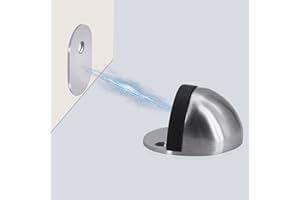 HONZUEN 2 Pack Oval Stainless Steel Magnetic Floor Door Stops with Screws and Glues, Mounted or Self Adhesive Metal Door Stoppers for Floor Bathroom Doorstop with Rubber Bumper Fit Most Door, Silver