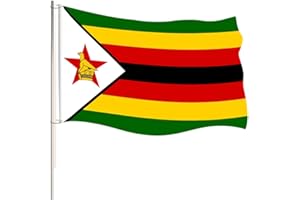 HOLLYLIFE 5ft x 3ft Zimbabwe Flag 90 x150cm National Flag with Two Brass Grommets Large of Zimbabwe for Festival Party Sport Events Gardens Home Indoor and Outdoor Decoration