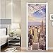 Produktbild Stadt Gebäude Foto Wandtür Aufkleber Moderne Wohnzimmer Schlafzimmer Tür Dekoration 3D Tapete Pvc Selbstklebende Wand Papere 77X200CM