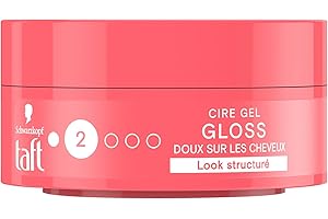 Schwarzkopf - Taft - Cire Wax Gloss - Cire Cheveux Homme - Brillance - Fixation 2 - Tenue Jusqu'à 24h - Coiffant Cheveux - Pot de 75 ml