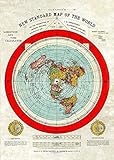 Restaurierte Ausgabe Flache Erde Karte -Flat Earth Map - Gleason\'s New Standard Map of The World - Large A1 33.1 x 23.4