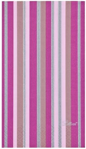 Lillian Stripe 3 Ply 24-Pack Bistro Napkin, Pink