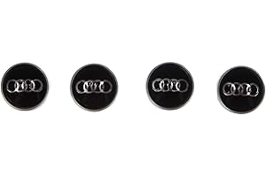 Audi 80A071215 nakładki na wentyle z logo pierścieni, uniwersalne, czarne/srebrne