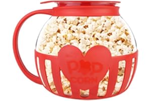 STOUCLA Mikrowellen Popcorn Maker,Borosilikatglas Popcorn Mikrowelle, Spülmaschinenfest, für Versammlungen, Partys, Picknicks, Rot