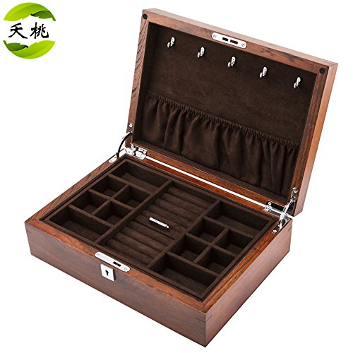 Lijuan The Old ELM pur Boîte à bijoux en bois Collection de bijoux contenant double Verrou de cassette