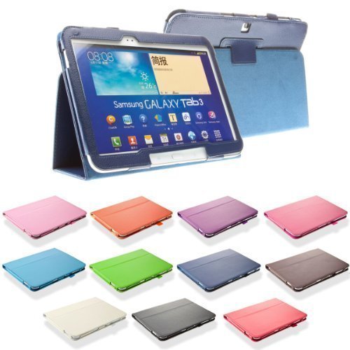 Design Tab3 10 1 Standtasche f  r SAMSUNG GALAXY TAB 3 P5200 P5210 P5220 H  lle Etui Tasche Case ULTRASLIM  Dunkelblau 