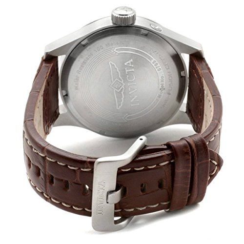 Invicta Men's Quartz Watch with Silver Dial Chronograph Display and Brown Leather Strap 0765