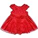 iiniim Baby Girl's Rose Flower Wedding Princess Dress Kids Formal Pageant Christening Dresses Red 9-12 Months