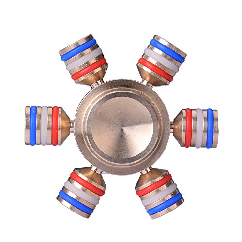 LEEHUR Six Arms Hexangular Brass DIY Fidget Spinner Hand Spinner Fidget Toy R188 Hybrid Ceramic Bearing with DIY Removable Wings Fluorescence Light for Autism Killing Time Anxiety Stress Relief LEEHUR Six Arms Hexangular Brass DIY Fidget Spinner Hand Spinner Fidget Toy R188 Hybrid Ceramic Bearing with DIY Removable Wings Fluorescence Light for Autism Killing Time Anxiety Stress Relief