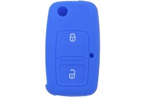BROVACS Silicone Cover Protector Case Holder Skin Jacket Compatible with VOLKSWAGEN Passat Golf Bora Touran Polo 2 Button Flip Remote Key Fob CV9805 Deep Blue