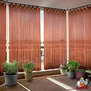 HIPPO Outdoor Loop Curtains - (80-805%) Sun Blockage - Medium Duty - Brown Colour - Full Size (2 Nos. x 4.0 Ft W x 7.5 Ft L)