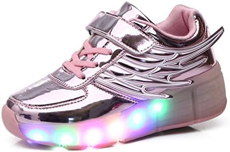 Meurry Unisex wheels Shoes LED Roller Skate Shoes Kids Girls Boys Outdoor Sneakers Trainers with A Wheel Adult Flashing Sport Shoes for Birthday Halloween Christmas Gift 30 EU,Pink