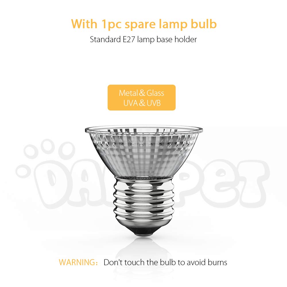 DADYPET Tartaruga Illuminazione, Lampada Alogena Calore Retroilluminazione 25W UVA UVB per Rettile Lucertola Tartaruga… - immagine 6