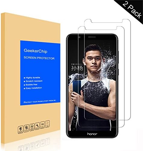 Huawei Honor 7X Screen Protector[2 pack],GeekerChip 2 Pack Huawei Honor 7X glass Edition Genuine Tempered glass Screen Protector Guard Cover