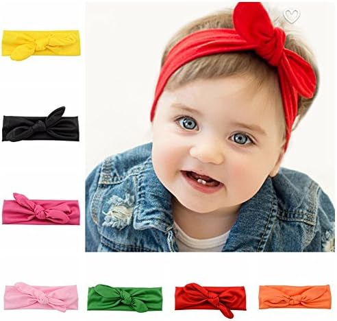 Baby Girls Toddler Bow Ear Headbands Turban Knot Cut Rabbit Hairband Headwear Head Wraps (8 PCS)