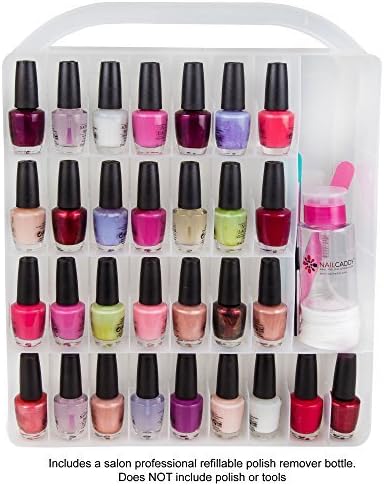 Pro Nail Polish storage organiser holder case - stores 64 bottles - free polish remover bottle