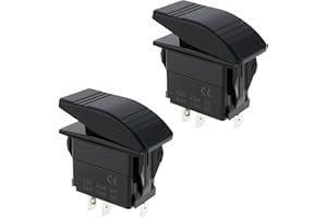 Briny River 2 Pezzi 12V/24V 3 Pin Interruttori A Bilanciere Per Barche SPST On-Off Impermeabili IP68 Per Auto Barca Camper SUV (blu E Rosso)