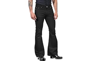 BEUDYLIHY Herren hoch Schlaghosen ausgestellt Jeanshose Jeans Schlaghose mit großem Schlag Used Dunkelblaue ausgestellte Jeanshose Hose mit weitem Bein hip hop Felsen Hose